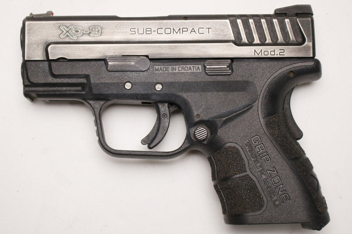 SPRINGFIELD XD-9 Mod2 Sub-Compact 9mm Used Police Trade-In Pistol with Grip Zone (Magazine Not Included)